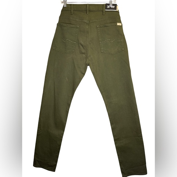 7 For All Mankind Slim Straight Olive Jeans Men's Casual Wear Size 36 NWT - Picture 2 of 7